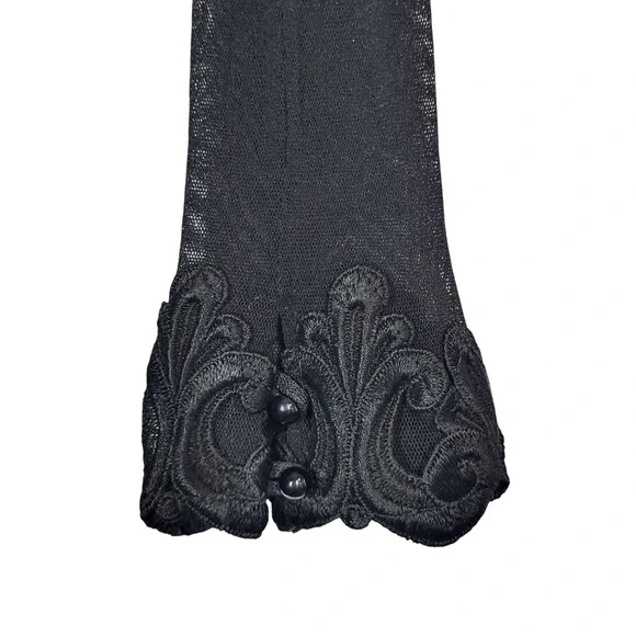 Vintage 90s Jessica McClintock Black Velvet Rhinestone Formal Gown Size 12 USA - Picture 6 of 16